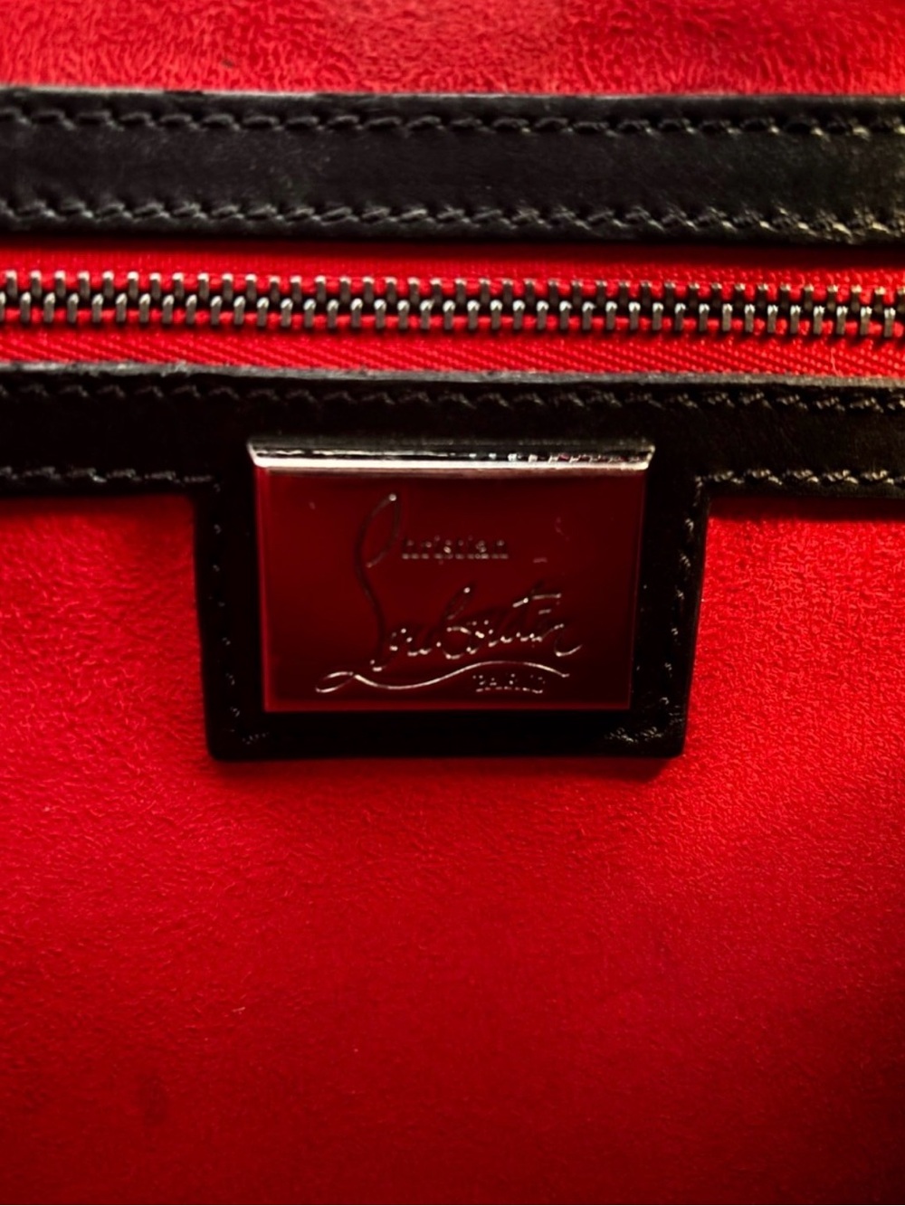 Authentic Christian Louboutin Small Eloise Black Leather Spiked Tote Crossbody - Picture 6 of 13